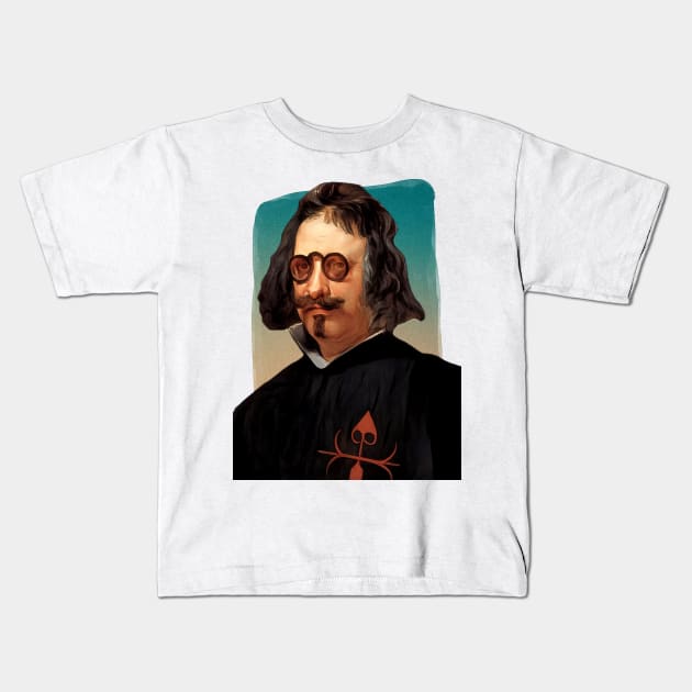 Spanish Writer Francisco Gomez De Quevedo y Villegas illustration Kids T-Shirt by Litstoy 